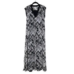 Vince Macadamia Black Basketweave Print Sleeveless Silk Maxi Dress Size XS